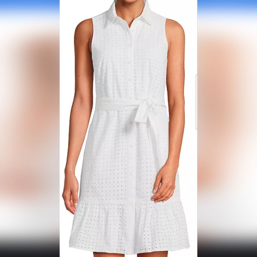 Lands End White Eyelet Dress